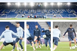 Nogometaši Rijeke odradili večernji trening na stadionu  La Meinau