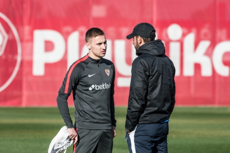 Marko Rog i trener Seville Pablo Machín