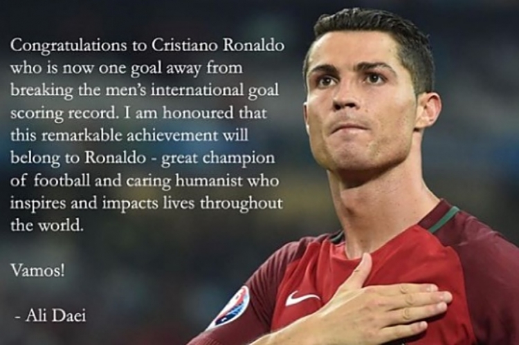 Ali Daei čestitao Cristianu Ronaldu na novom  rekordu
