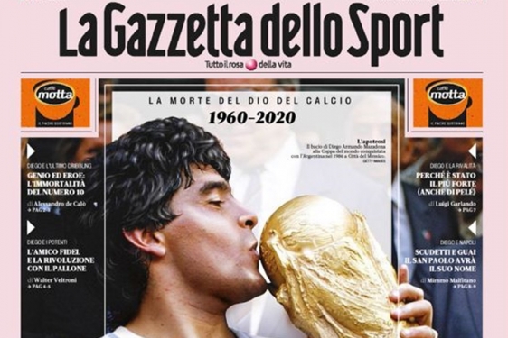 La Gazzetta dello Sport Diegu Maradoni posvetila uvodne 24 stranice današnjeg izdanja